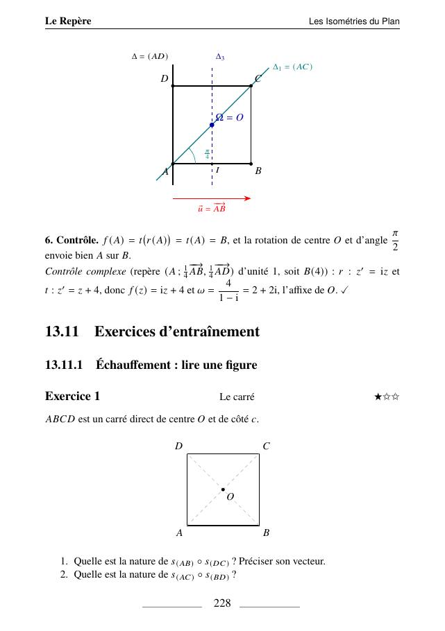 Isométries : échauffement, p. 228