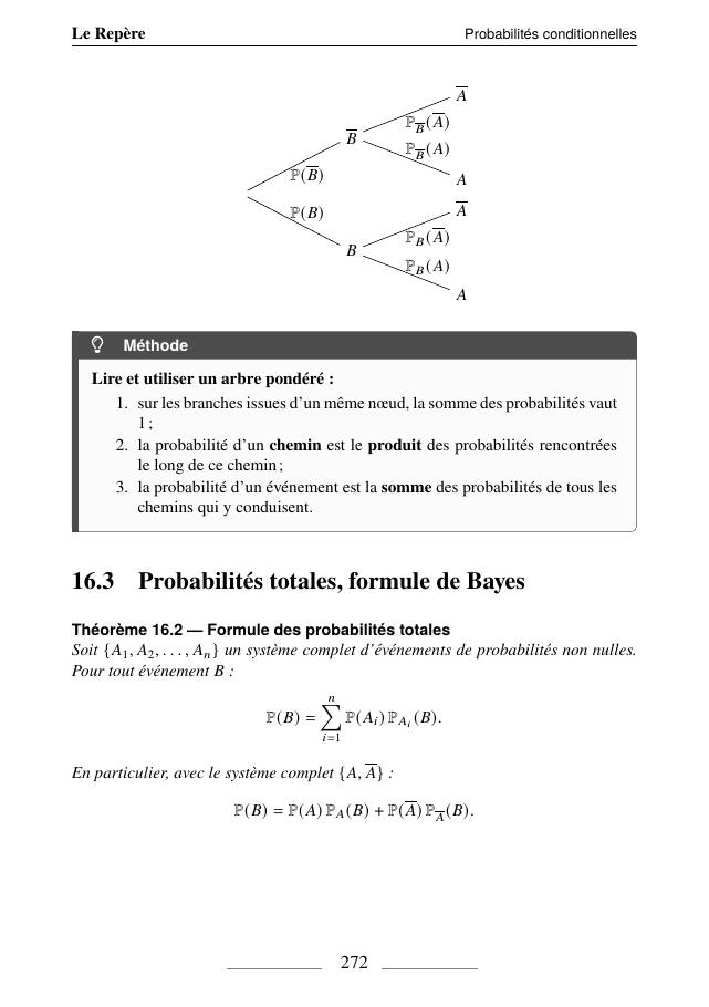 Probabilités conditionnelles, p. 272