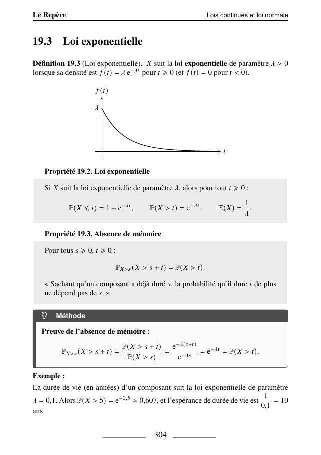 Loi exponentielle, p. 304