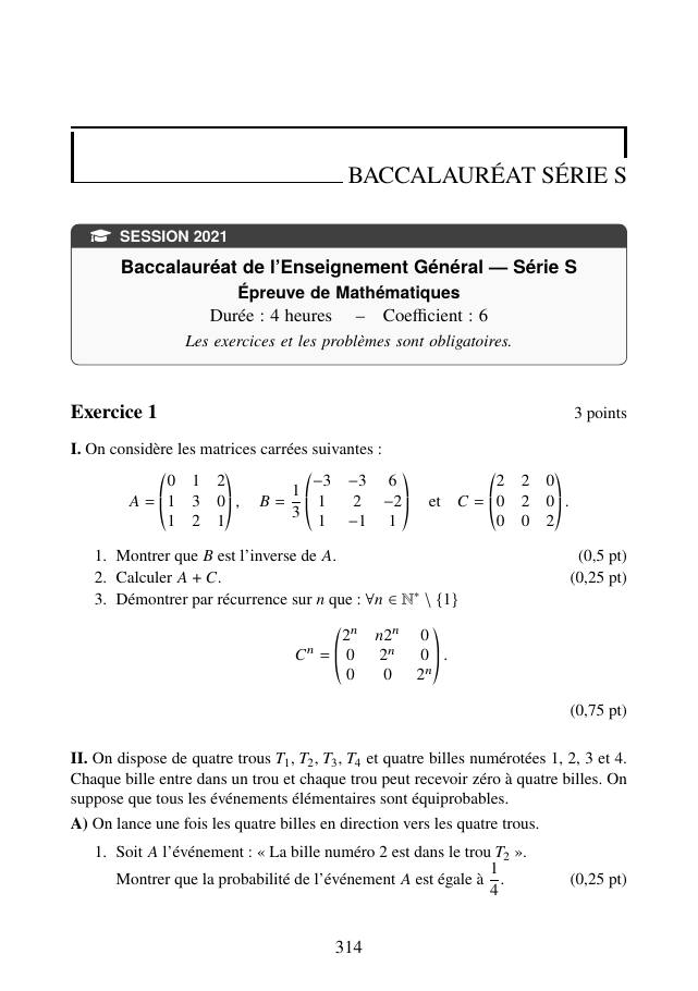 Bacc Série S, session 2021, p. 314