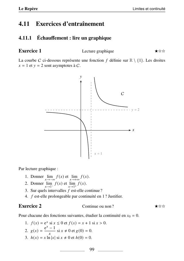 Limites et continuité, p. 99