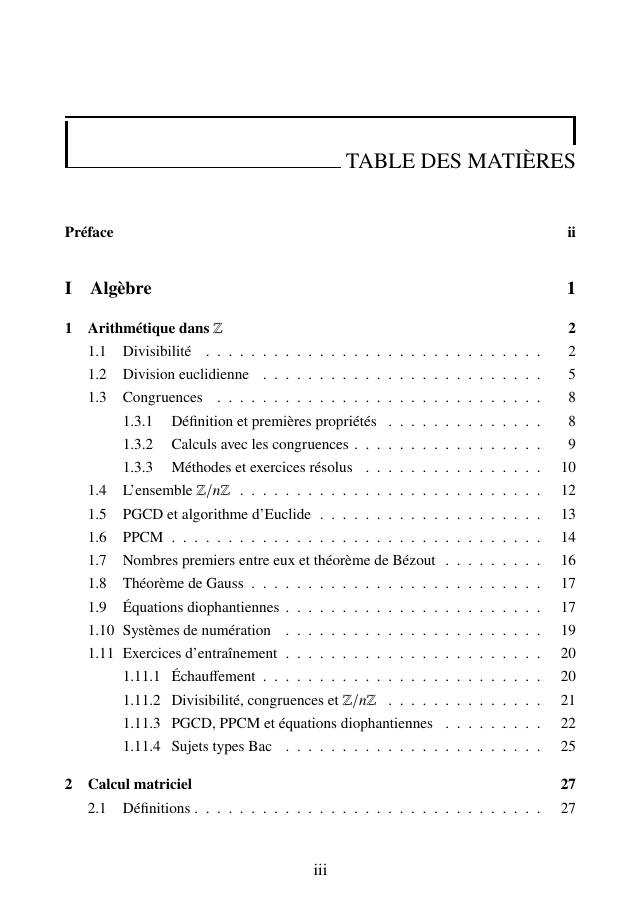 Table des matières, p. iii